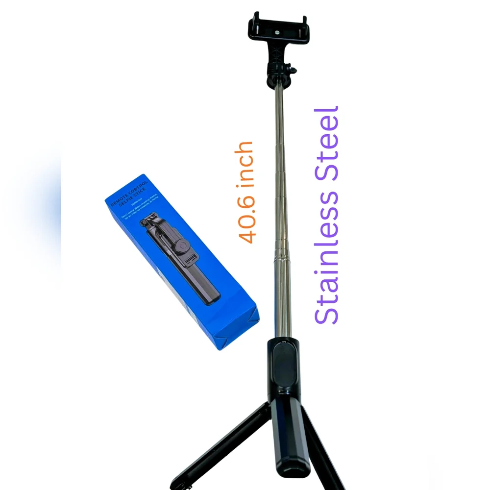 Stainless Steel Selfie Stick Tripod with Wireless Remote – Extendable Phone Hold